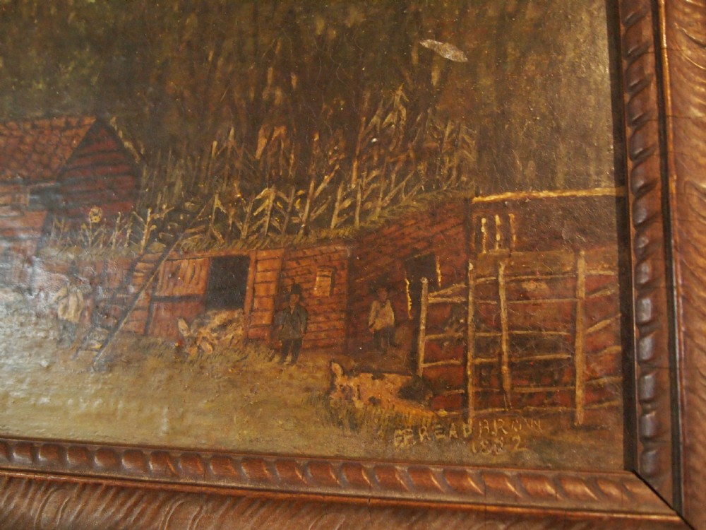 Folk art naive oil 'The Halfway House' Kensington dated 1802 View III