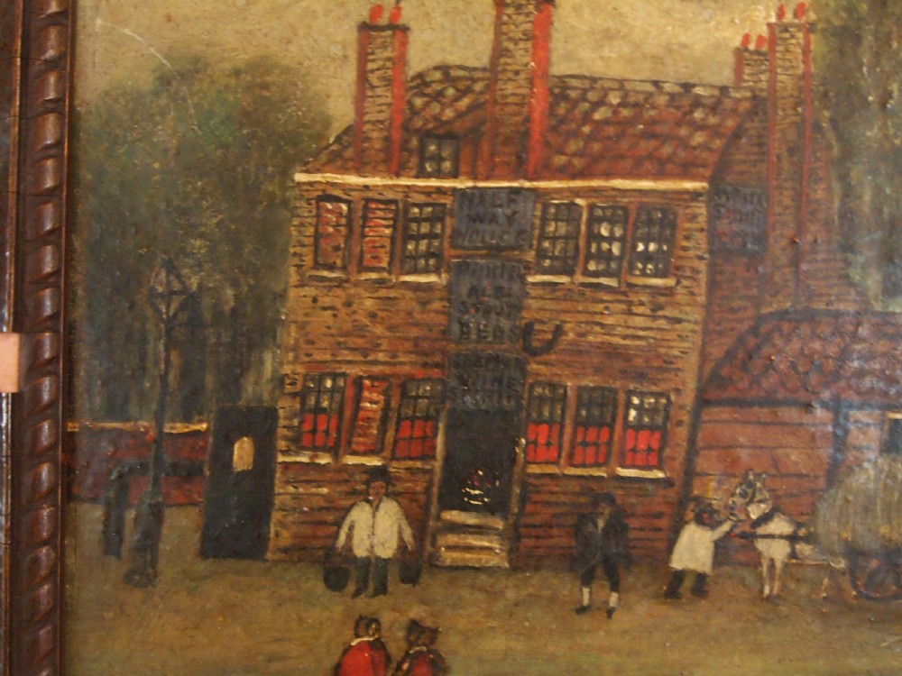 Folk art naive oil 'The Halfway House' Kensington dated 1802 View IV