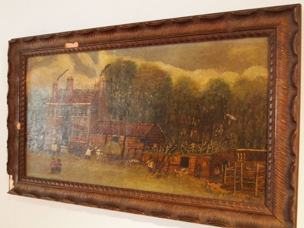 Folk art naive oil 'The Halfway House' Kensington dated 1802 View VII