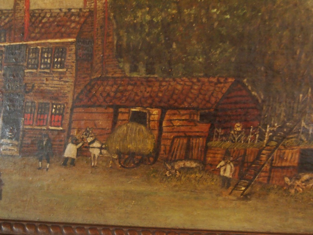 Folk art naive oil 'The Halfway House' Kensington dated 1802 View IX