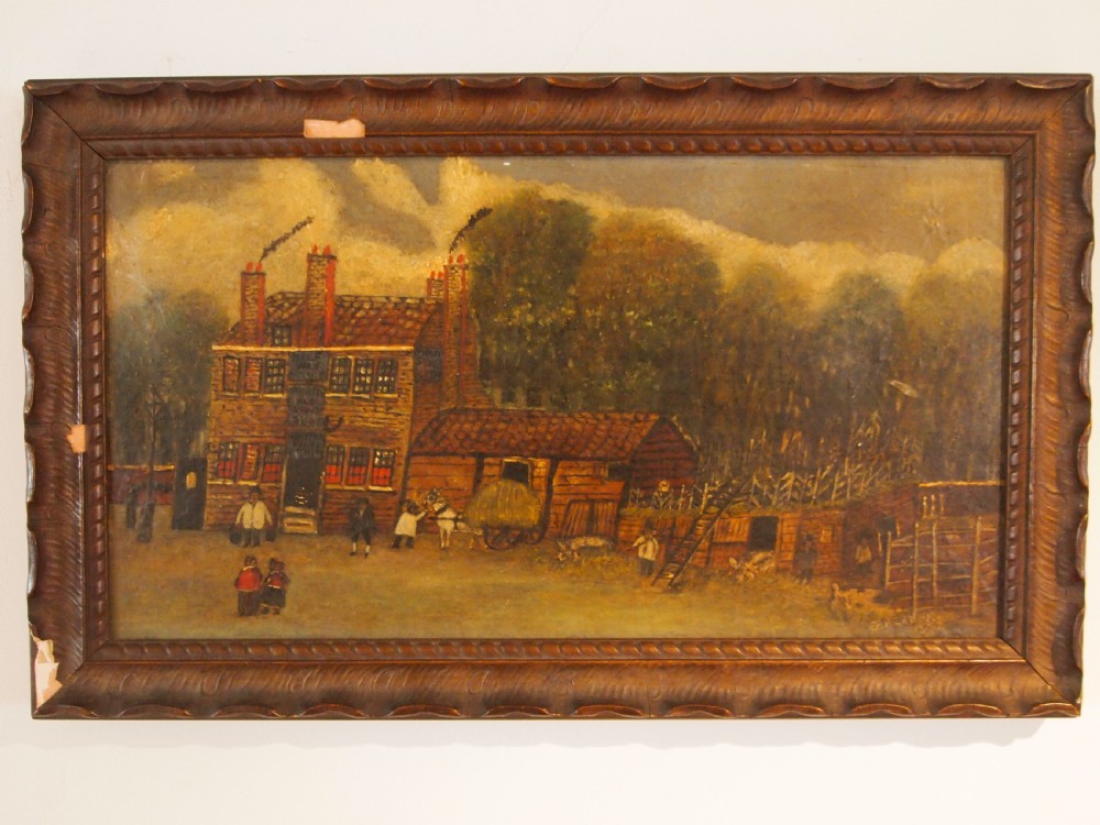 Folk art naive oil 'The Halfway House' Kensington dated 1802 View XII