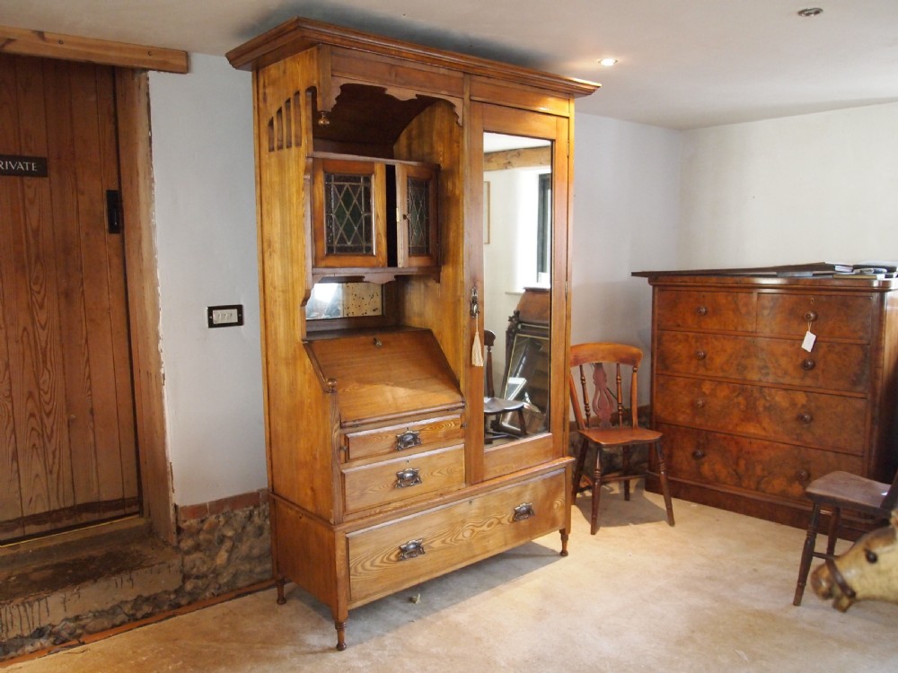 Wardrobe chest of drawers Arts and Crafts Ash c1900