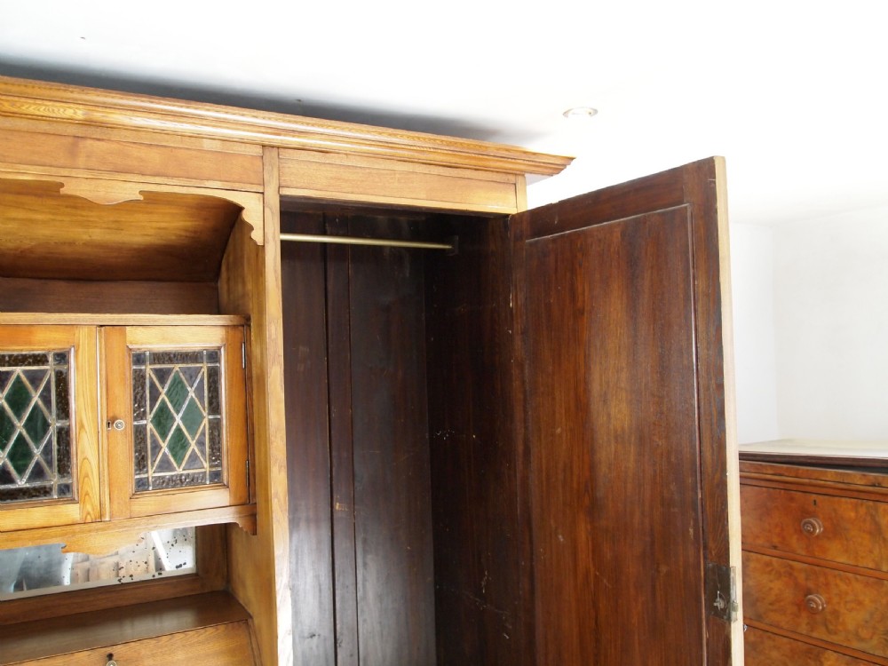 Wardrobe chest of drawers Arts and Crafts Ash c1900 View IV