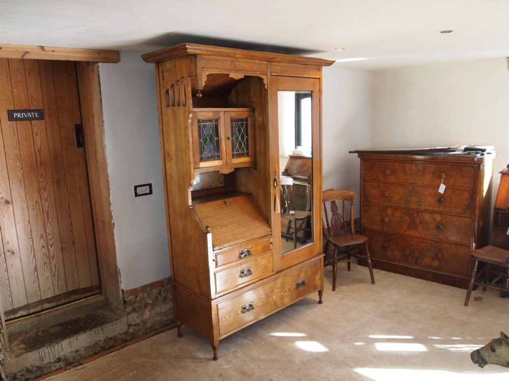 Wardrobe chest of drawers Arts and Crafts Ash c1900 View VI