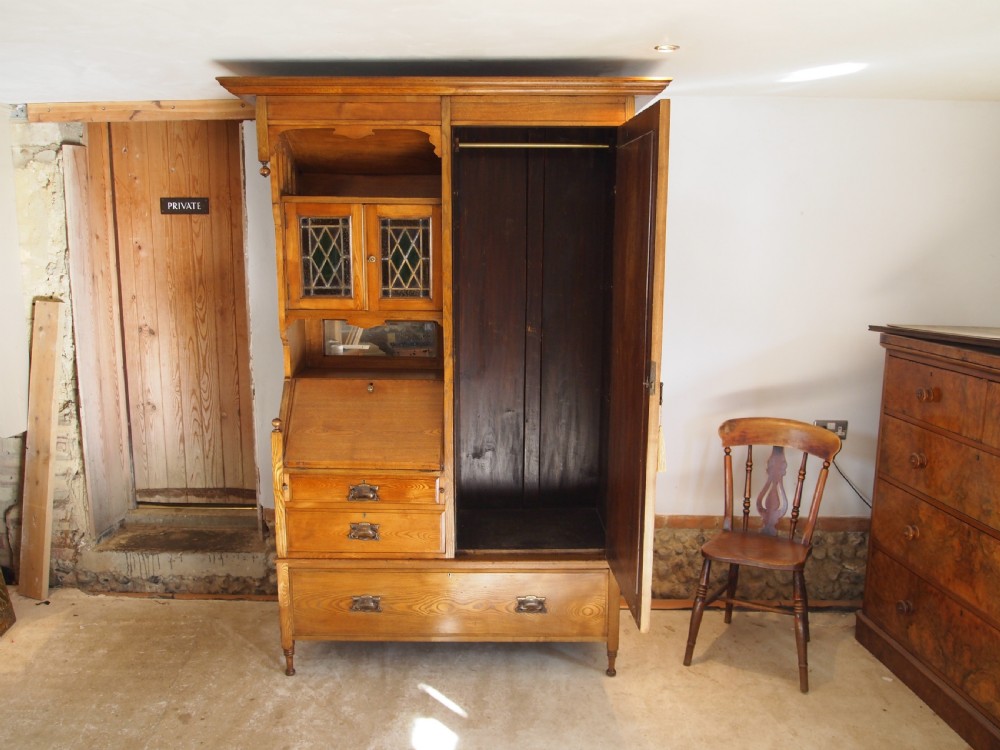 Wardrobe chest of drawers Arts and Crafts Ash c1900 View XI