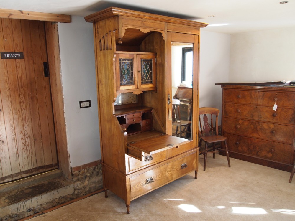 Wardrobe chest of drawers Arts and Crafts Ash c1900 View XIII