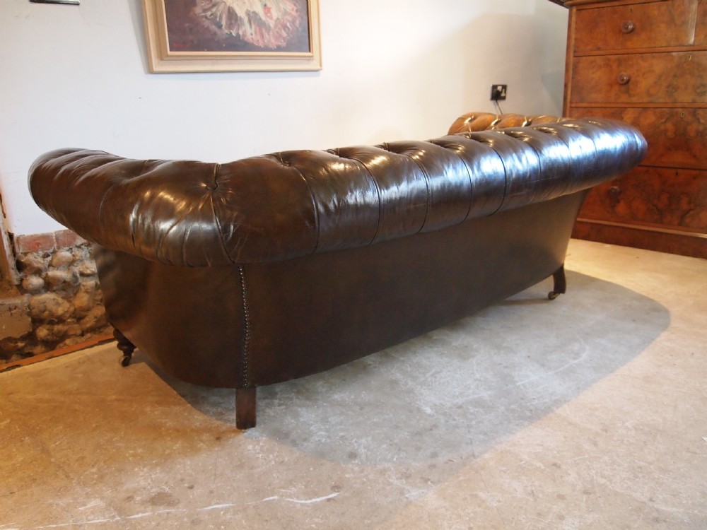 Sofa Settee stunning Victorian leather Chesterfield c1870 View V