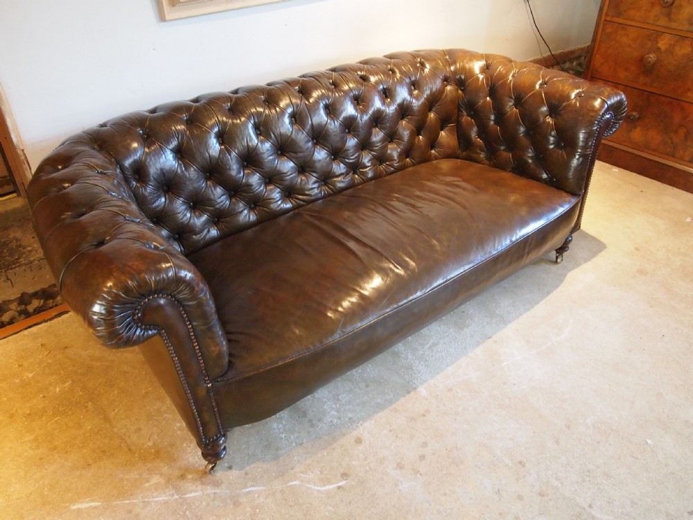 Sofa Settee stunning Victorian leather Chesterfield c1870 View X