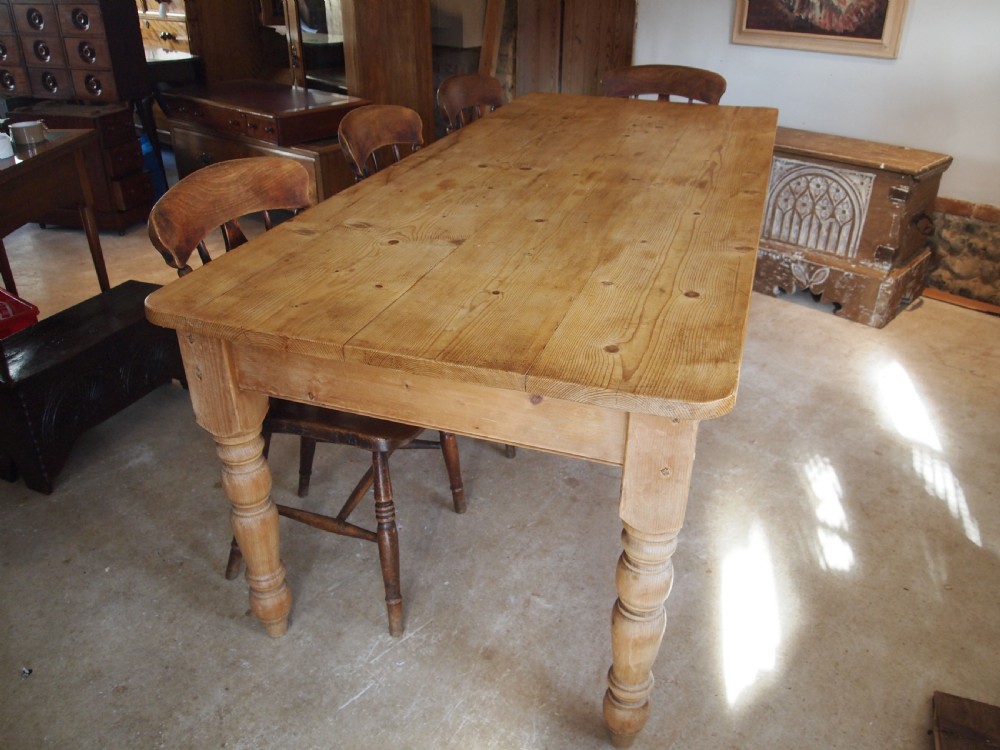 Table Edwardian Pine Farmhouse refectory dining c1910 View II