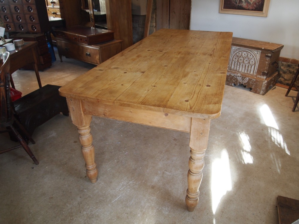 Table Edwardian Pine Farmhouse refectory dining c1910 View IV