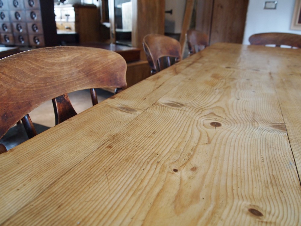 Table Edwardian Pine Farmhouse refectory dining c1910 View VIII