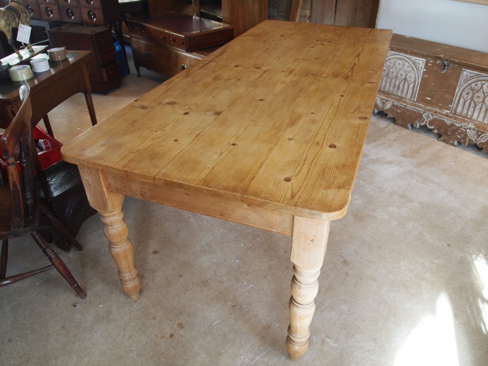 Table Edwardian Pine Farmhouse refectory dining c1910 View XI
