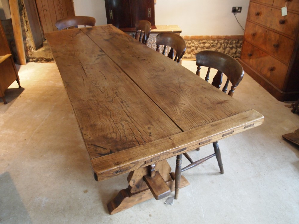 Table refectory farmhouse dining Elm c1920 View VI