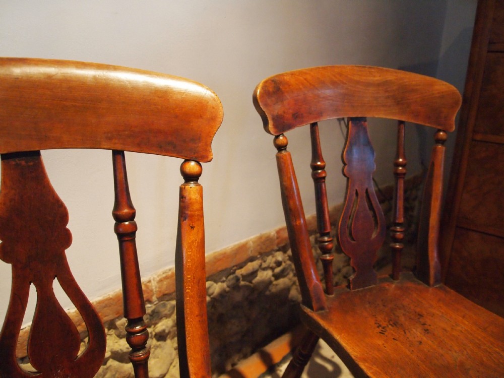 Chairs 8 Victorian fiddle back Windsor kitchen dining Elm c1870 View V