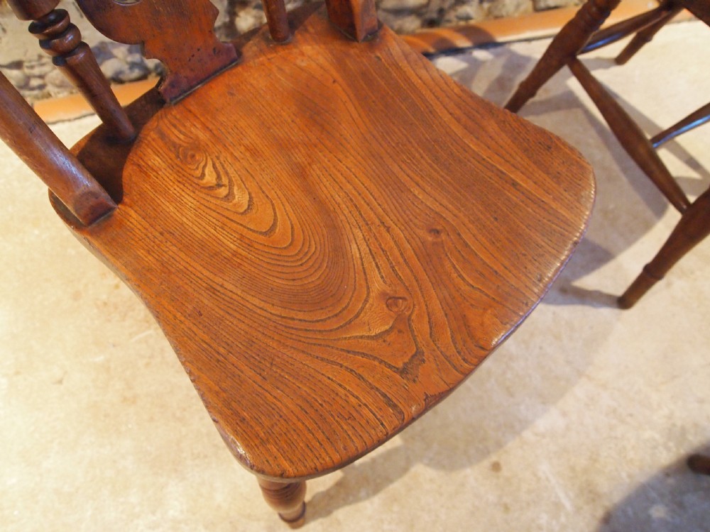 Chairs 8 Victorian fiddle back Windsor kitchen dining Elm c1870 View VI