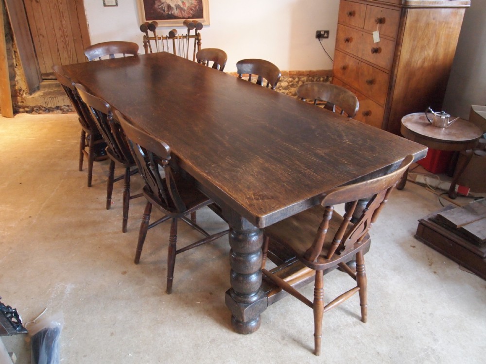 Table refectory farmhouse dining Victorian Oak c1890 View II