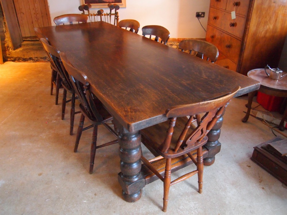 Table refectory farmhouse dining Victorian Oak c1890 View V