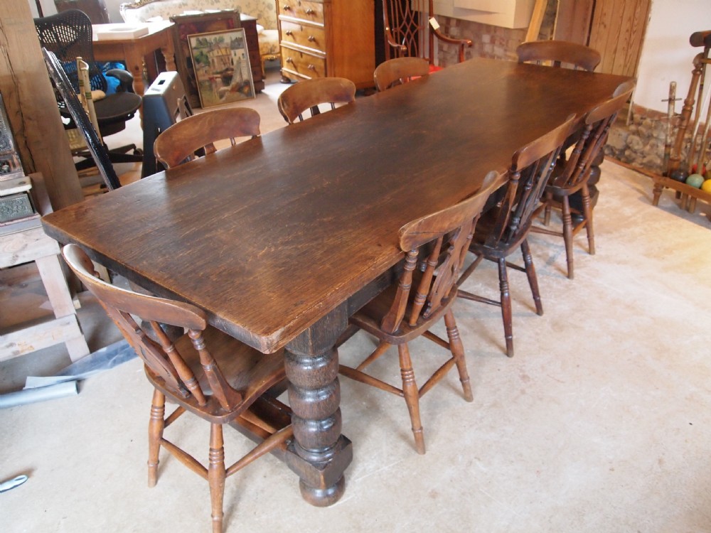 Table refectory farmhouse dining Victorian Oak c1890 View VI