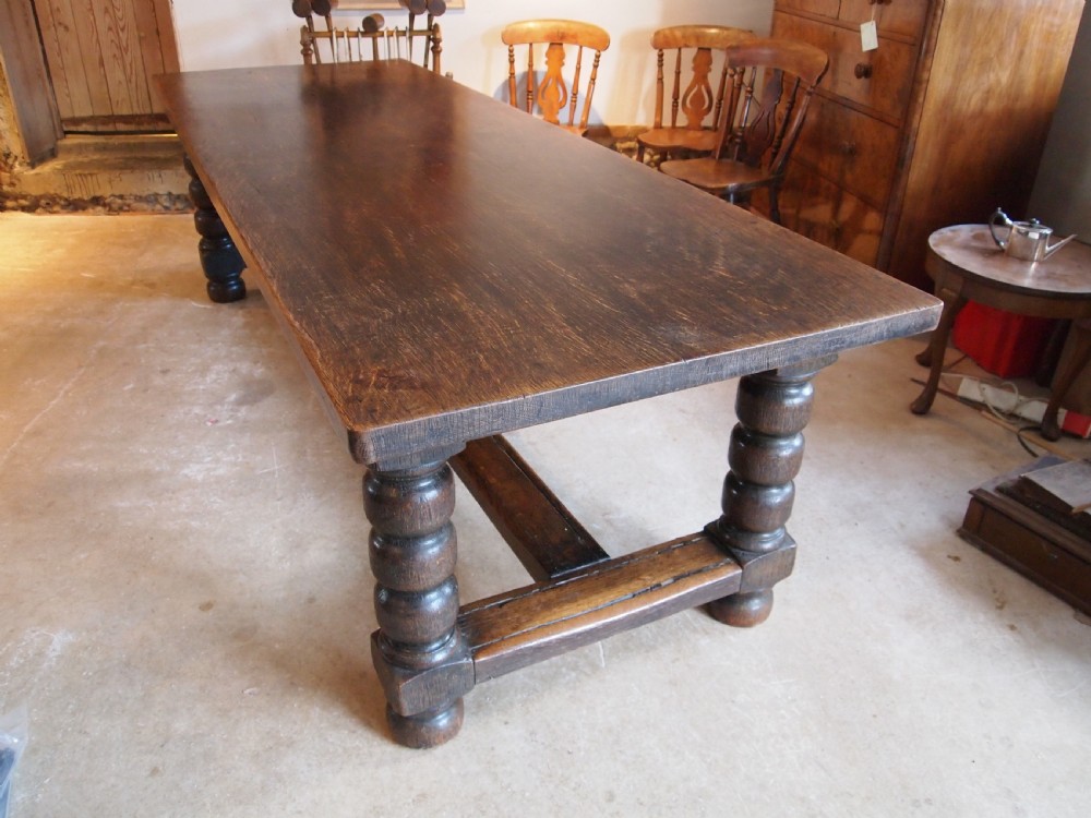Table refectory farmhouse dining Victorian Oak c1890 View VIII