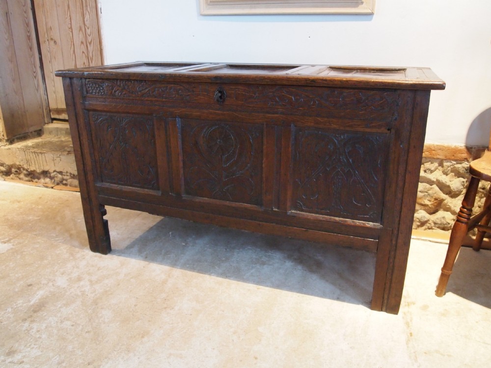 Coffer chest blanket box Queen Anne Oak c1700 View XII