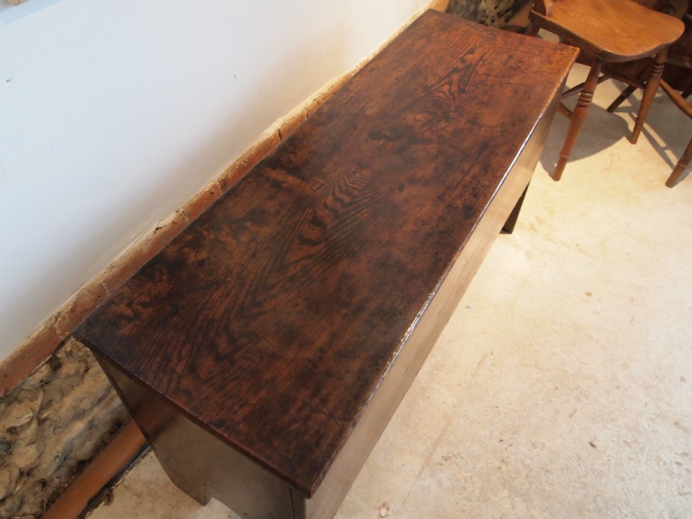 Coffer chest blanket box traditional Elm six plank Queen Anne c1700  View XII