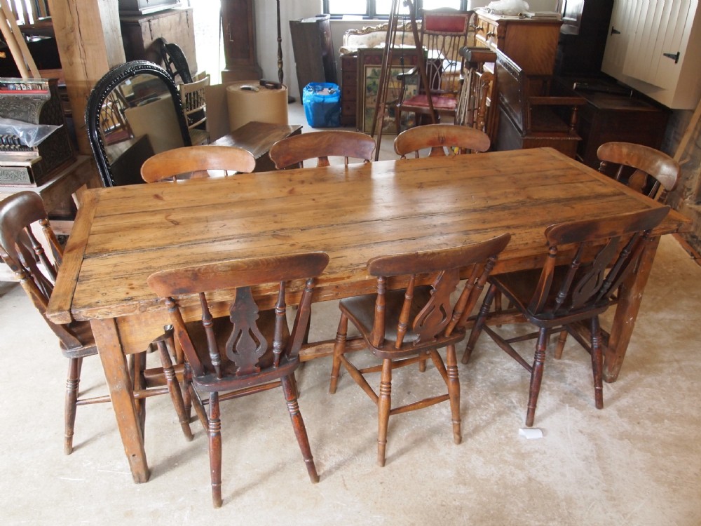 Table refectory farmhouse dining George III Pine c1810  View II