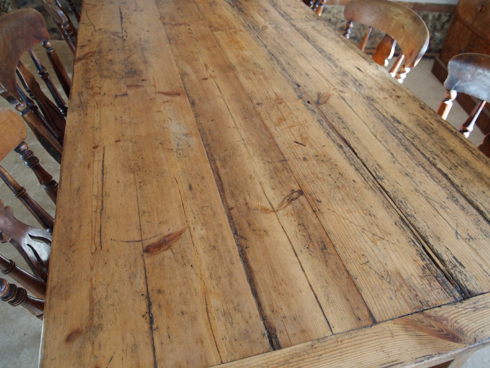 Table refectory farmhouse dining George III Pine c1810  View VI