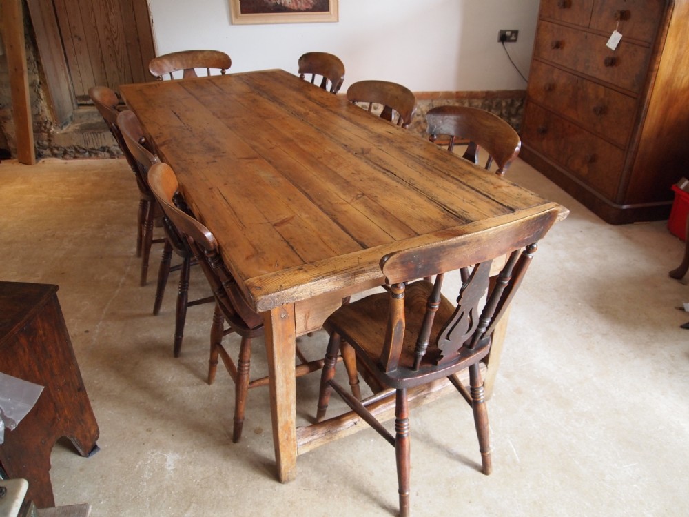 Table refectory farmhouse dining George III Pine c1810  View VII