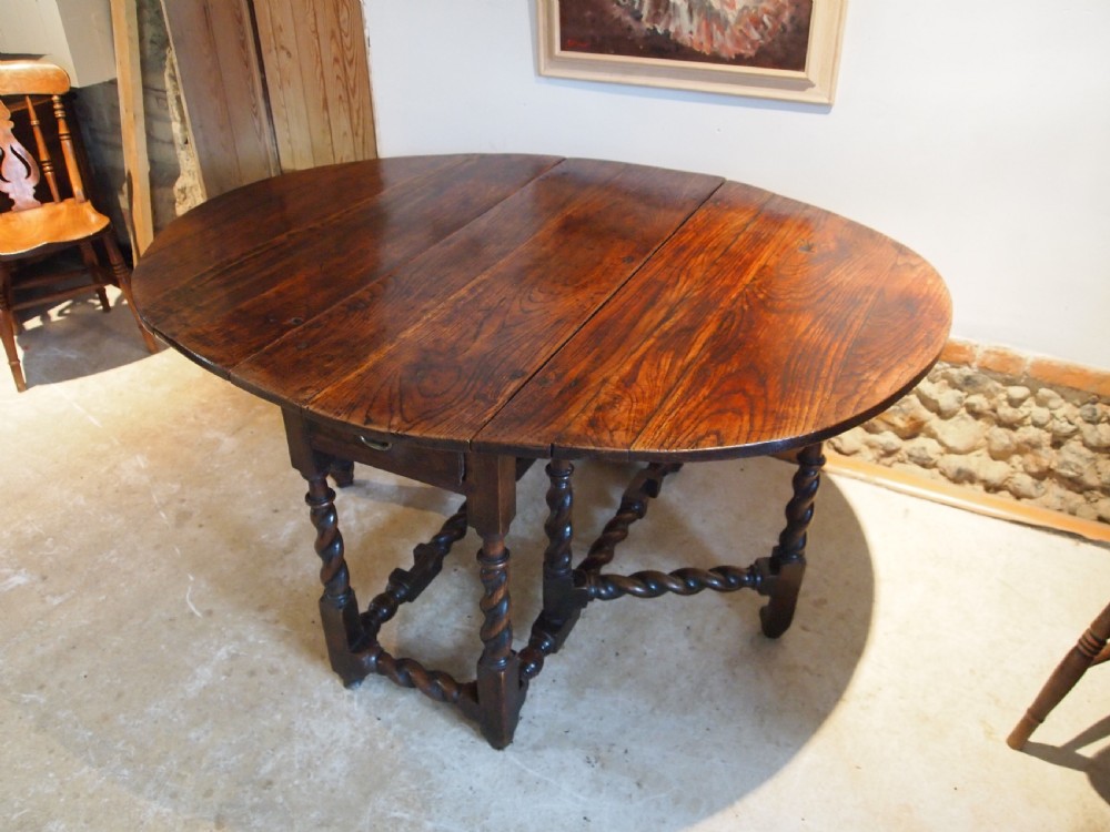 Table Queen Anne Oak gateleg dining farmhouse refectory c1700 View V
