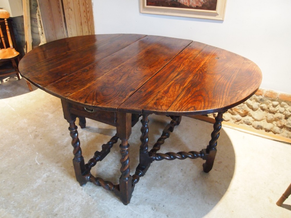 Table Queen Anne Oak gateleg dining farmhouse refectory c1700 View IX