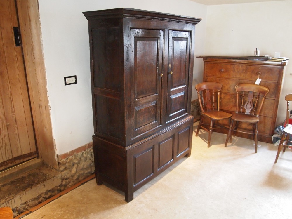 Cupboard wardrobe press Charles II Oak 2 parts c1680 View IX