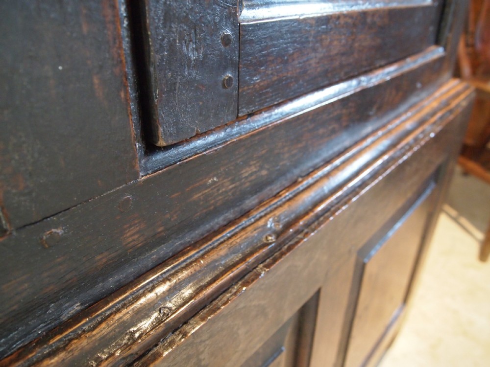 Cupboard wardrobe press Charles II Oak 2 parts c1680 View X