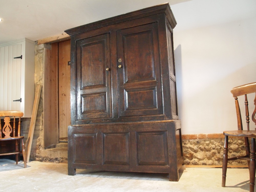 Cupboard wardrobe press Charles II Oak 2 parts c1680 View XI