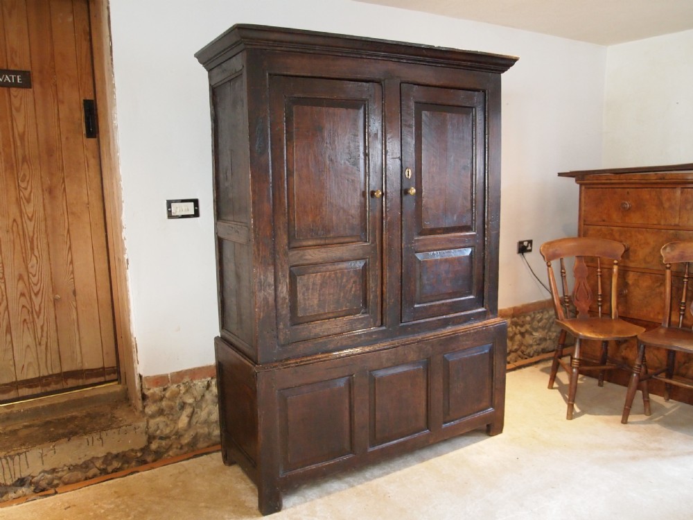 Cupboard wardrobe press Charles II Oak 2 parts c1680 View XII