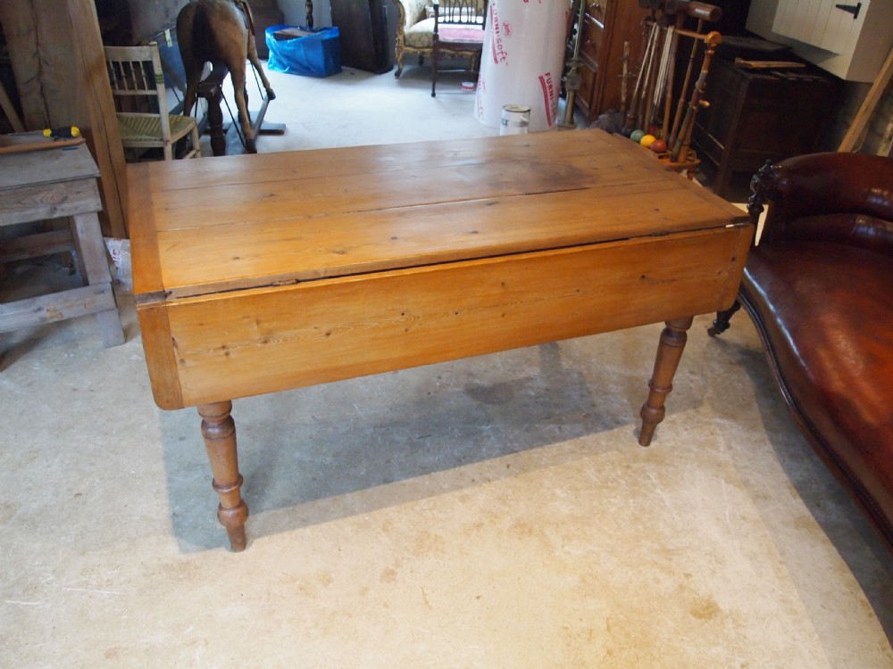 Table Victorian Pine dining drop flap refectory c1880 View III