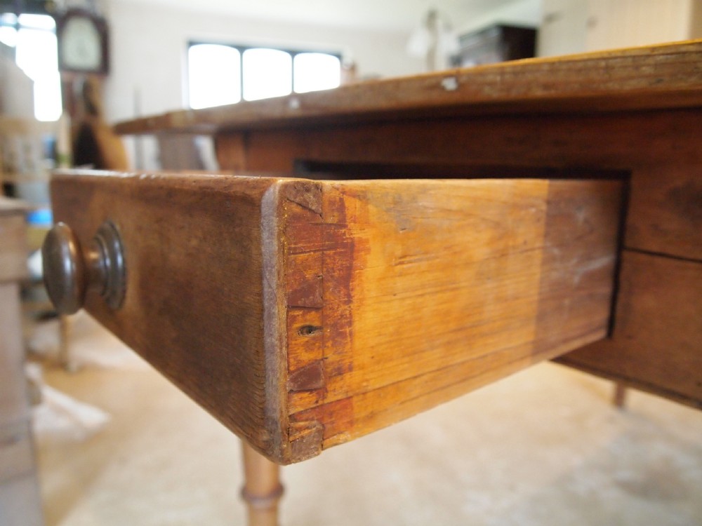 Table Victorian Pine dining drop flap refectory c1880 View IV