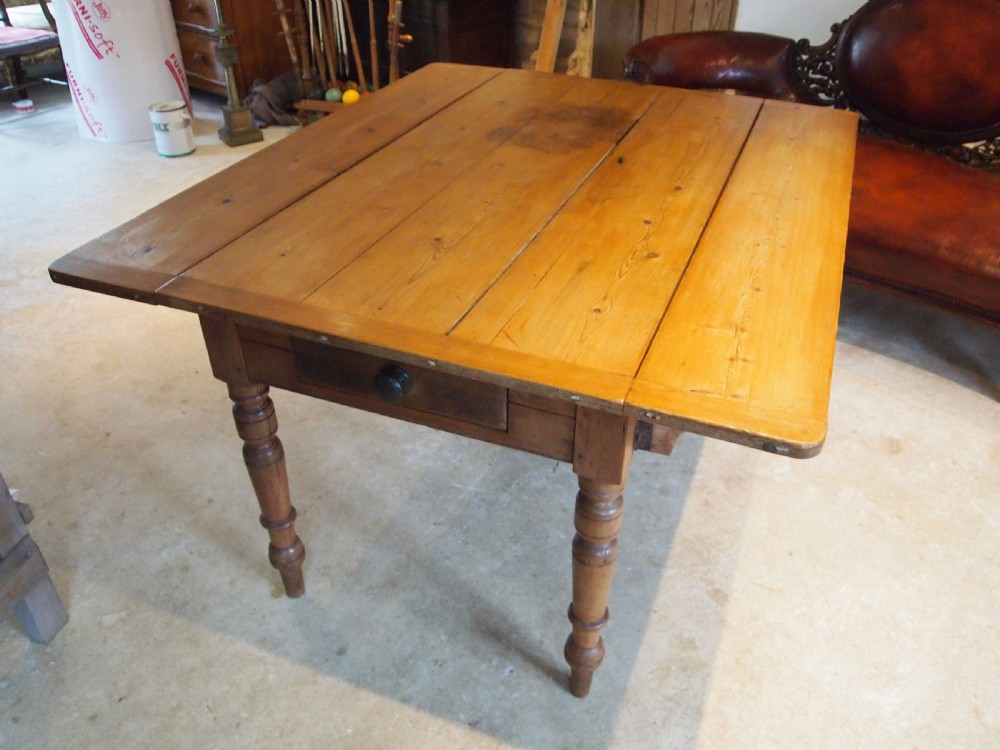 Table Victorian Pine dining drop flap refectory c1880 View VI