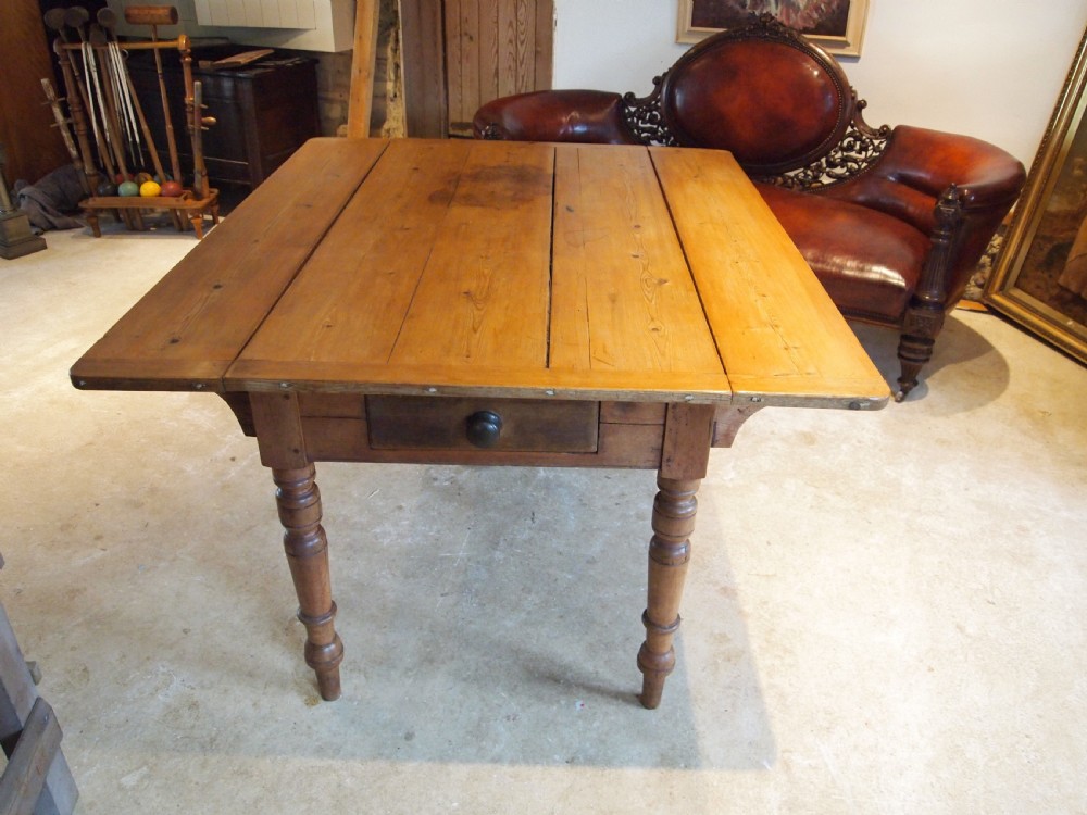 Table Victorian Pine dining drop flap refectory c1880 View VIII
