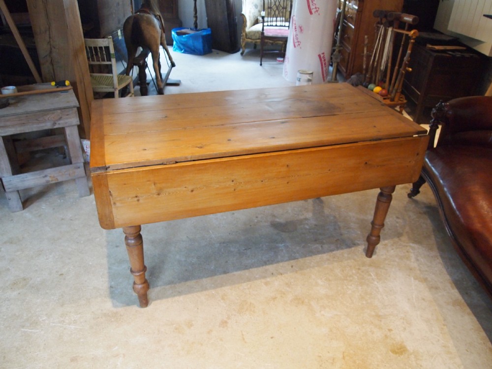 Table Victorian Pine dining drop flap refectory c1880 View IX