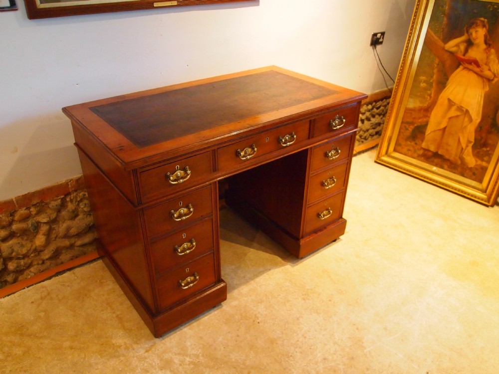 Desk Victorian Arts and Crafts Walnut 3 part small size c1880 View III