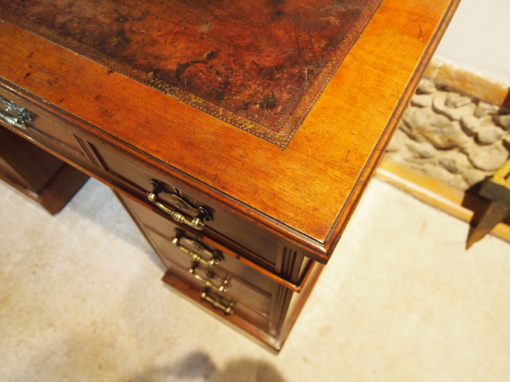 Desk Victorian Arts and Crafts Walnut 3 part small size c1880 View V