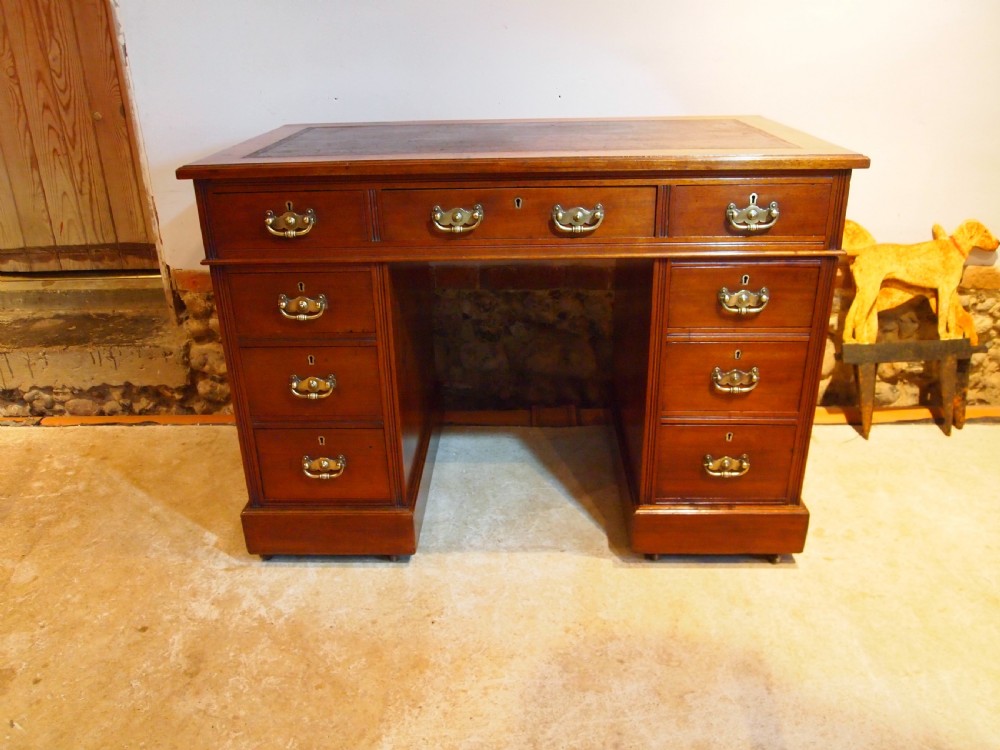 Desk Victorian Arts and Crafts Walnut 3 part small size c1880 View IX