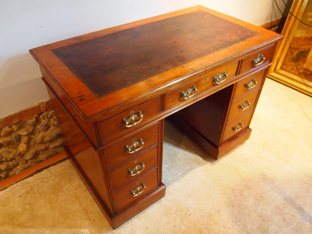 Desk Victorian Arts and Crafts Walnut 3 part small size c1880 View X