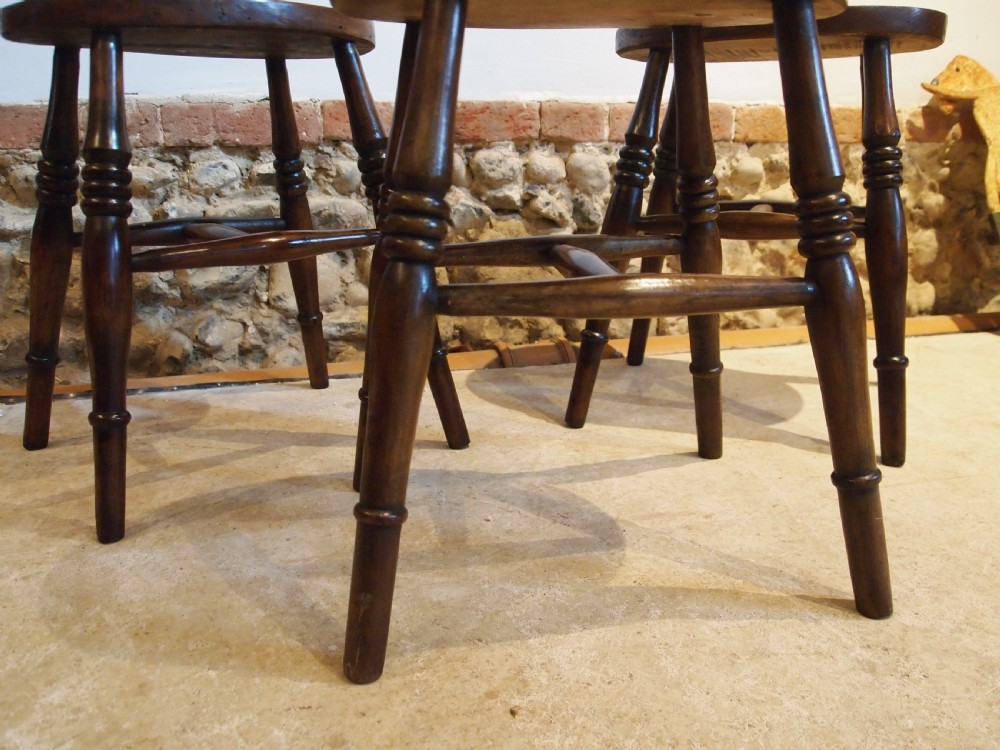 Stool 3 Victorian Beech and Elm stools c1880 View III