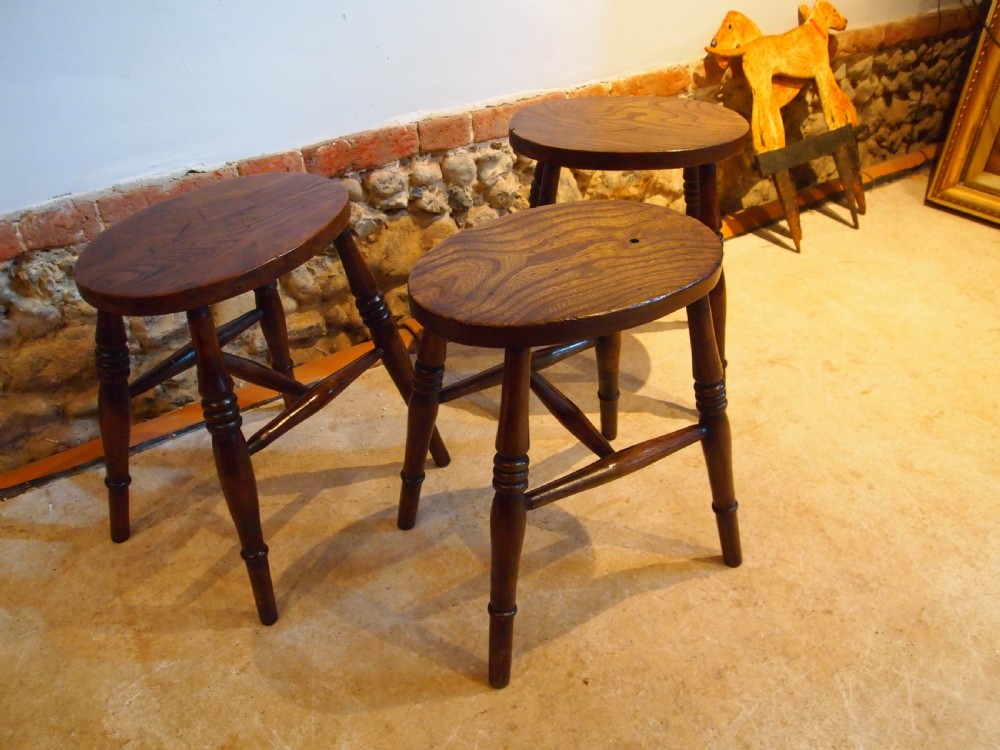 Stool 3 Victorian Beech and Elm stools c1880 View V