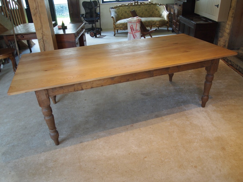Table Edwardian refectory dining farmhouse Oak and Pine c1910 View VI