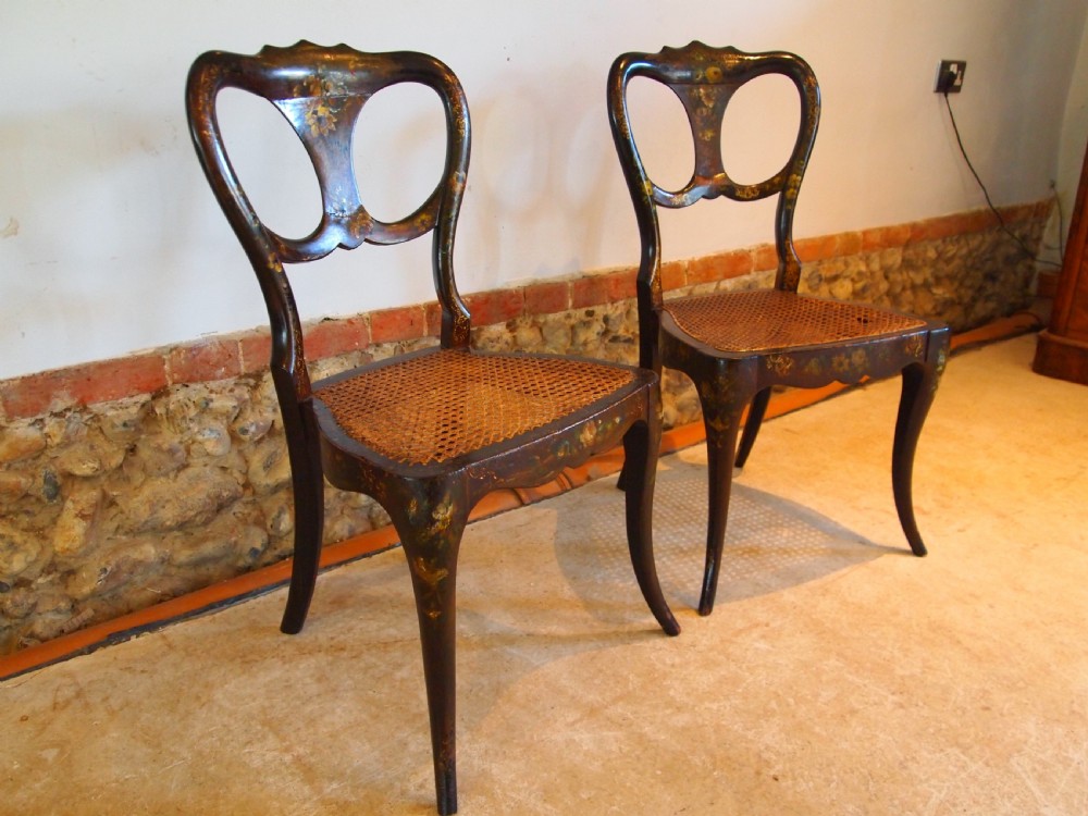 Chairs pair of rare hand painted Victorian bergere c1870 View IX