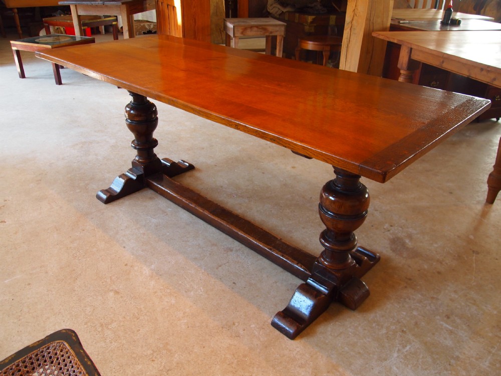 Table Oak refectory dining farmhouse c1920 View X