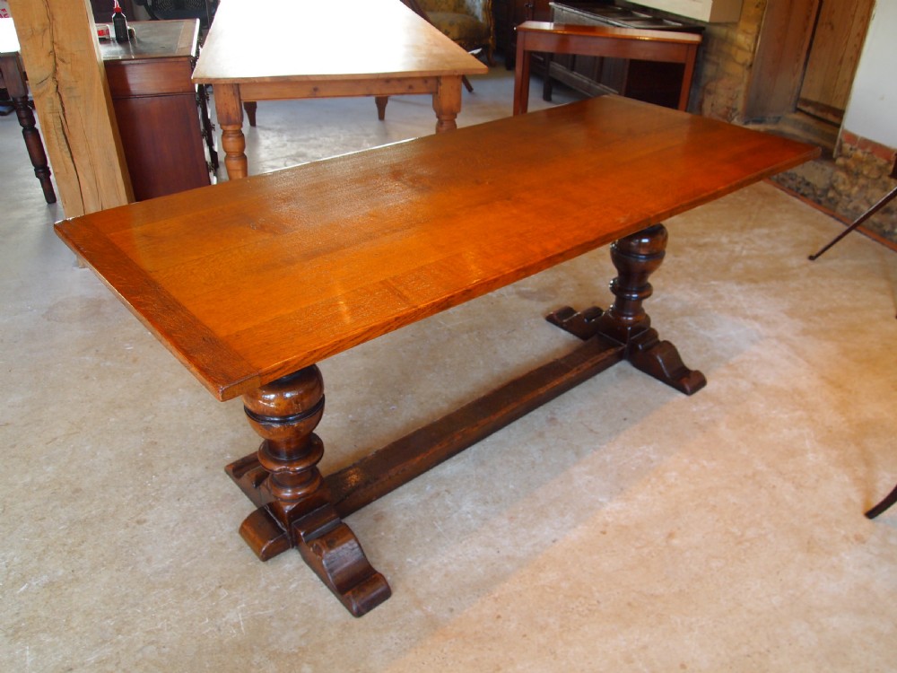 Table Oak refectory dining farmhouse c1920 View XI