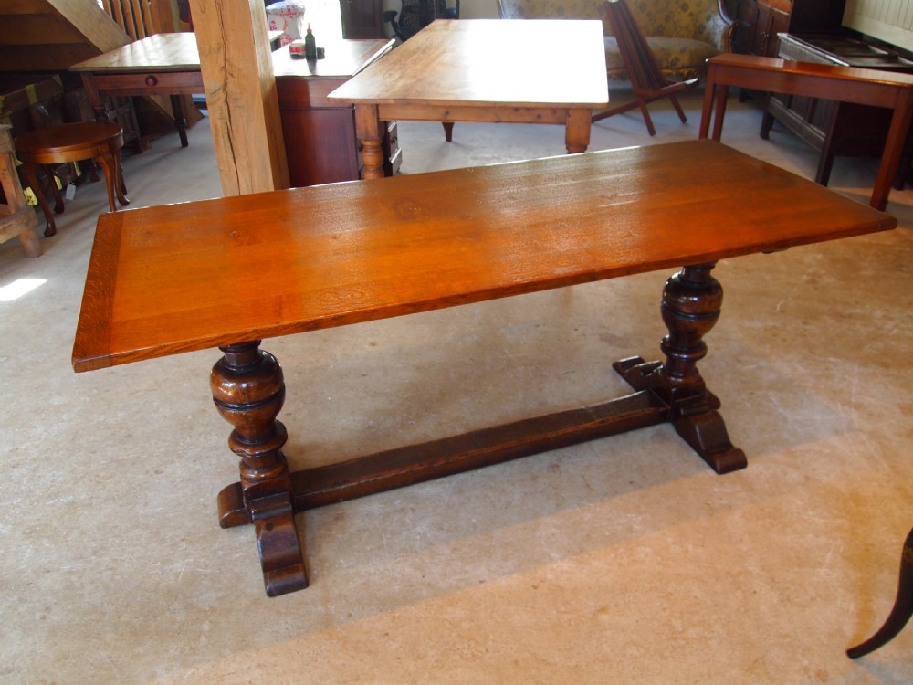 Table Oak refectory dining farmhouse c1920 View XII